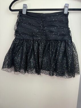 Sugar Thrillz X Dolls Kill Black Up All Night Tulle Glittery Mini Skirt NWT XS